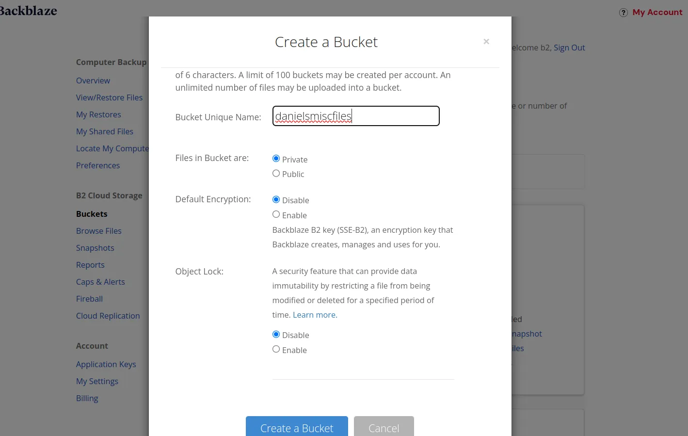 Creating A B2 'Backup Bucket' In Ubuntu Linux